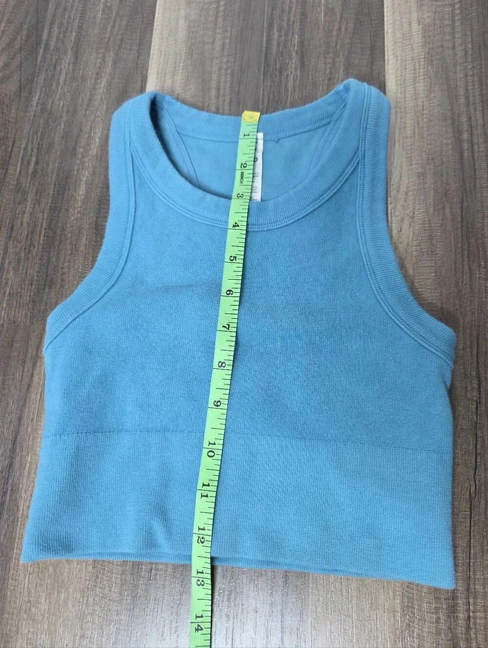 Alo Yoga Seamless Delight High Neck Cropped Tank Top Teal Blue Athleisure. XS